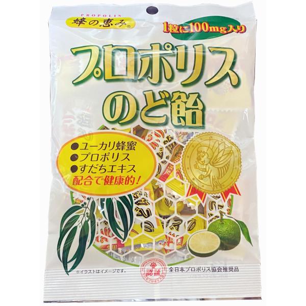 〜ミネラルたっぷり！大自然の贈り物〜木の樽で熟成された「プロポリス」、ミネラルたっぷりの「ユーカリはち蜜」、そして「すだちエキス」を一粒に凝縮一粒で三度おいしい、贅沢なのど飴ですプロポリスの独特な風味とおいしさとピリ辛感が芳醇な甘さに包まれ...