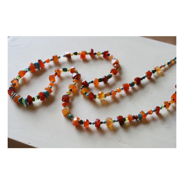 カーネリアン ネックレス 天然石&AntiqueBeadsシリーズ 送料無料
