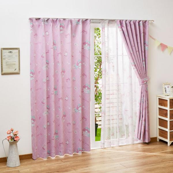 マイメロディ 2級 遮光 カーテン 幅100×200cm丈 2枚組 サンリオ