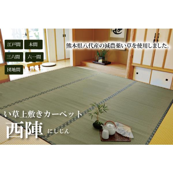 純国産 減農薬栽培 い草 上敷き カーペット 糸引織 『西陣』 団地間4.5畳(約255×255cm） 熊本県八代産イ草使用