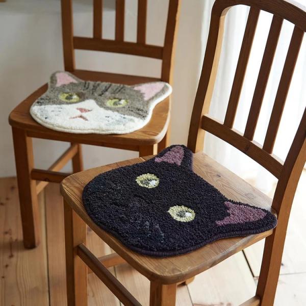 さび猫 ギャッベ　チェアパッド チェアパッド にゃふにゃふ ダイカットチェアパッド （ チェアマット