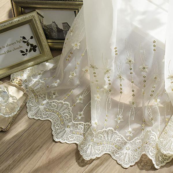 カフェカーテン【ピコ様オーダー品　　スパンコールスカラップレース　のれんダブル】 カフェカーテン【ピコ様オーダー品 スパンコールスカラップ