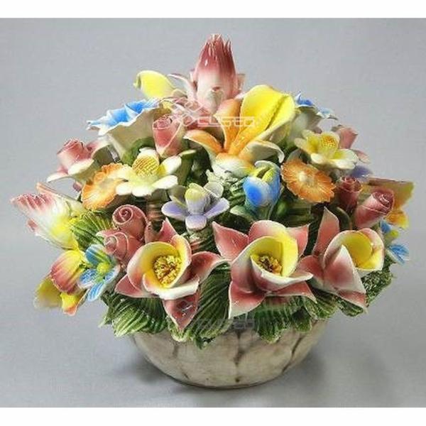 楽天市場】陶花 置物 陶器 花 イタリア オーナメント クラシック