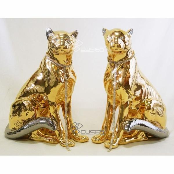 チーター 置物 ホワイトチーター 瞳 ブルースワロフスキー イタリア