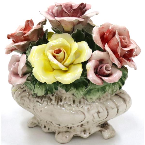 陶器 陶花 ホワイトの花 インテリア イタリア置物 イタリア雑貨 陶器 陶花 ホワイトの花 インテリア イタリア置物 イタリア雑貨