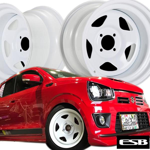 #‼️　美品、スチールホイール4穴 4本セット14インチ‼️ESB TC01 14インチ 4H100 7J+0 4穴 4本 1台分セット ESB CLS TC01 鉄ちん