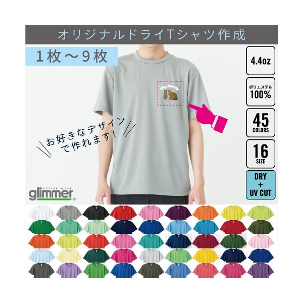 ドライTシャツ1枚〜9枚でのオリジナルTシャツ作成＠別途プリント