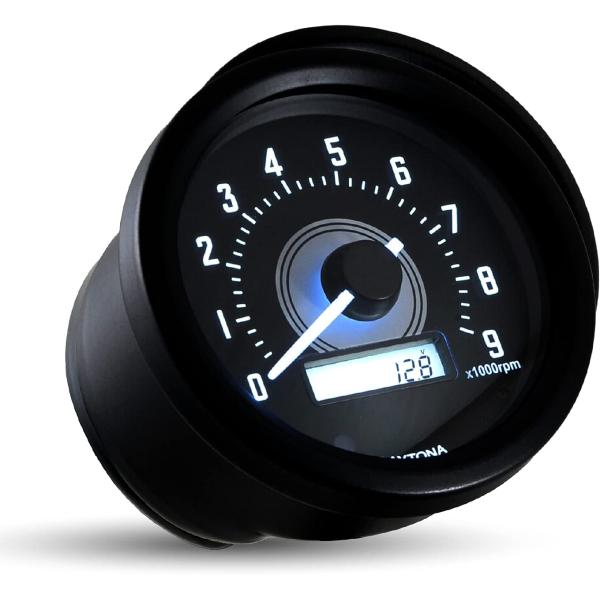 デイトナ VELONA (ヴェローナ) バイク用 電気式 タコメーター GB350/S(21) ブラックボディ/ホワイトLED φ60 9000rpm表示 21943