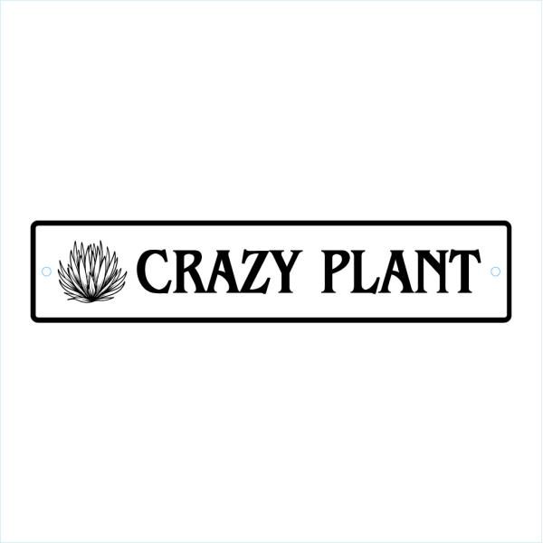 ガーデンサインプレート ドライガーデン 52cm＊11cm 「CRAZY PLANT WH」