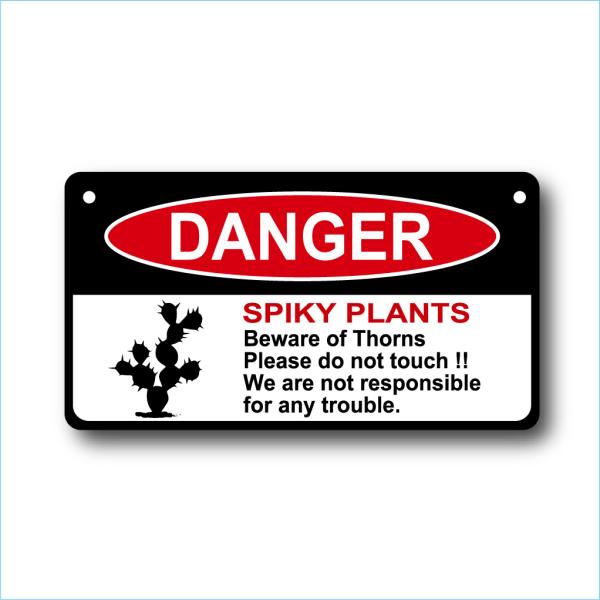 ガーデンサインプレート ドライガーデン 23cm＊12.5cm 「SPIKY PLANTS DANGER」