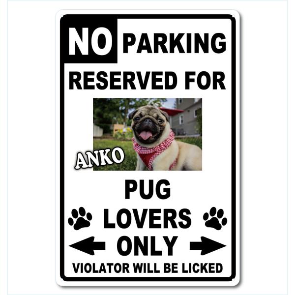 カスタム オリジナル ドッグ ラバーズ オンリー サインプレート 写真 54cm＊36cm 「No Parking Dog Lovers only BK」