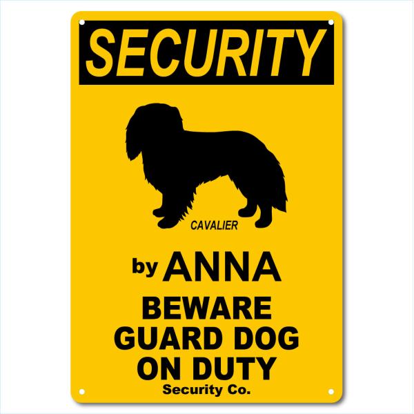 カスタム 名入れ SECURITY DOG アルミサインプレート 36cm＊25cm 「CAVALIER」