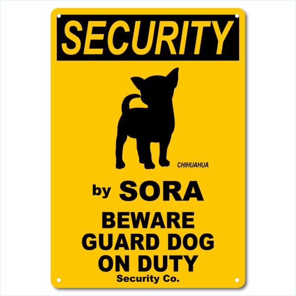 カスタム 名入れ SECURITY DOG アルミサインプレート 36cm＊25cm 「CHIHUAHUA」
