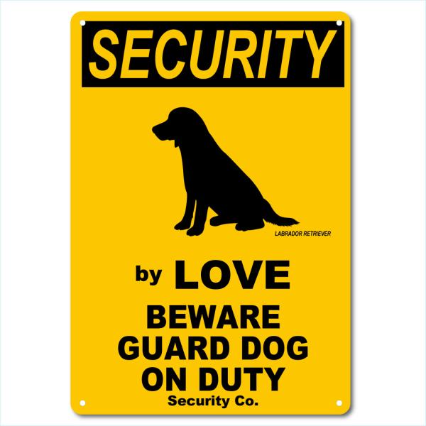 カスタム 名入れ SECURITY DOG アルミサインプレート 36cm＊25cm 「LABRADOR RETRIEVER」