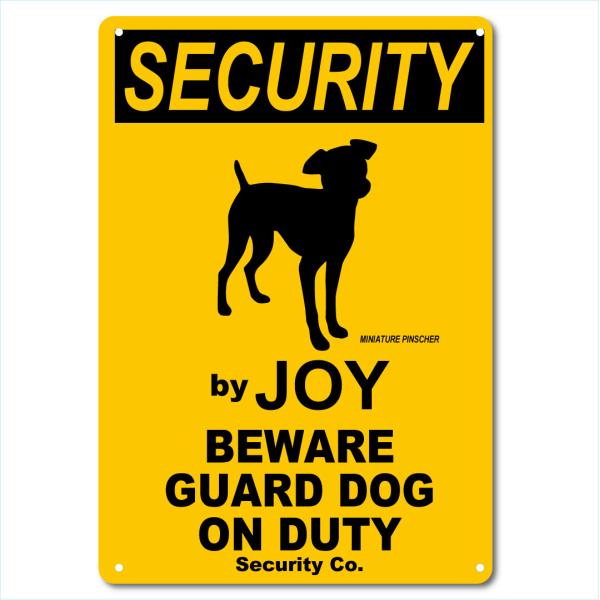 カスタム 名入れ SECURITY DOG アルミサインプレート 36cm＊25cm 「MINIATURE PINSCHER」