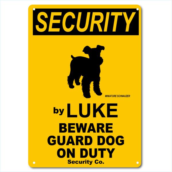 カスタム 名入れ SECURITY DOG アルミサインプレート 36cm＊25cm 「MINIATURE SCHNAUZER」