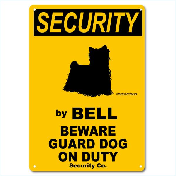 カスタム 名入れ SECURITY DOG アルミサインプレート 36cm＊25cm 「YORKSHIRE TERRIER」