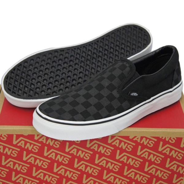 black checkerboard vans slip on