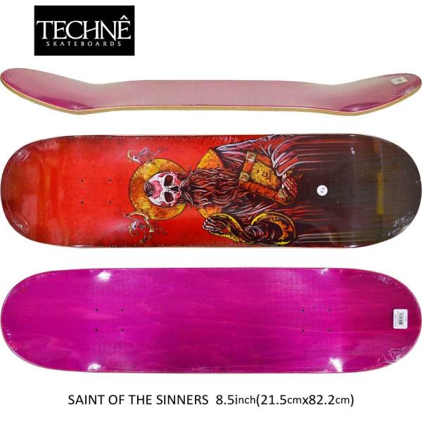 テクネ 8.5 インチ スケボー デッキ Saint Of The Sinners Techne Skateboards 罪人 タトゥーアート  デザイン 入れ墨 人気 ブランド 彫