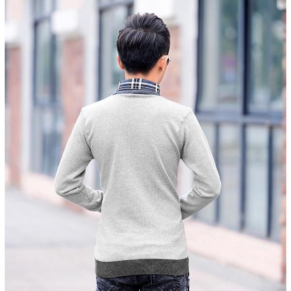 二枚送料無料 メンズお洒落重ね着風 Vネック ニット セーター 黒 グレー M Xl二重襟付き ニット セーター 長袖スリム Buyee Buyee 일본 통신 판매 상품 옥션의 대리 입찰 대리 구매 서비스