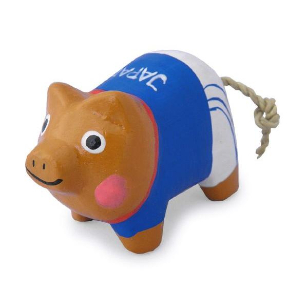 豚 置物 木彫り ミニ ブタ(ジャパン)縁起物 金運を呼ぶラッキー