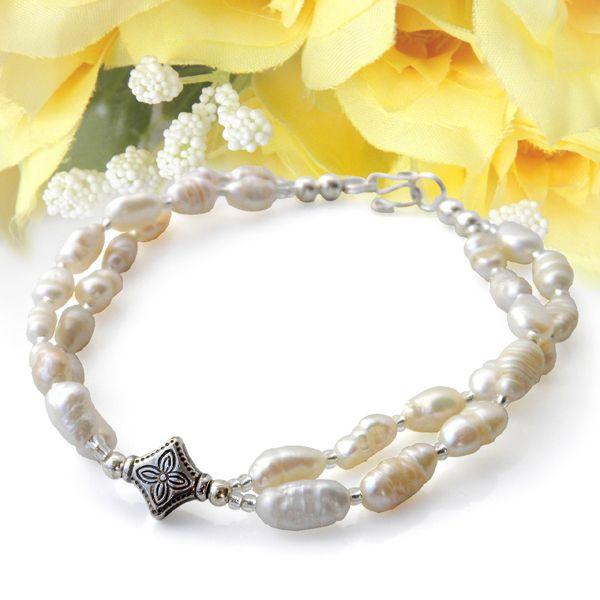 ブレスレット レディース 淡水パール(=6月誕生石) ダブル使い(淡水真珠  