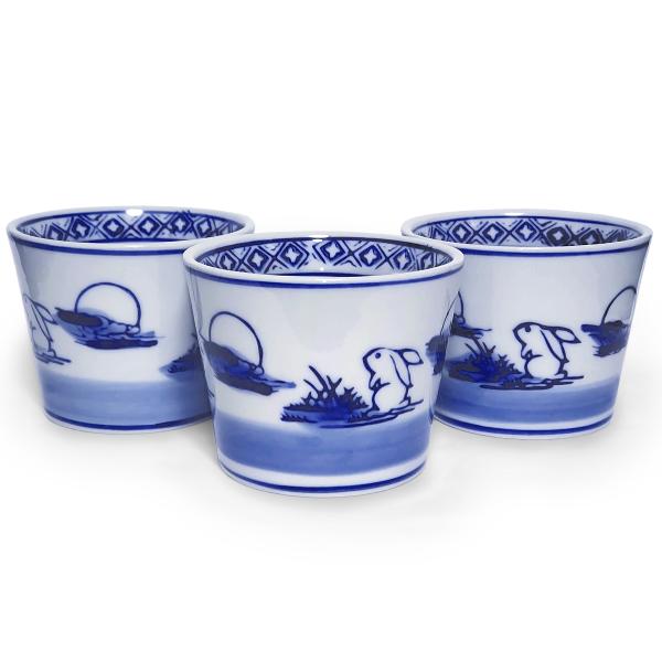 (ポイント還元 7％)お月見うさぎ そば猪口 ウサギ柄 染付 陶器(出世運 財運 子宝 縁起物)蕎麦 ソバ ちょこ 湯呑み カップ 小鉢 お祝い 正月 ギフト｜cutemania｜02