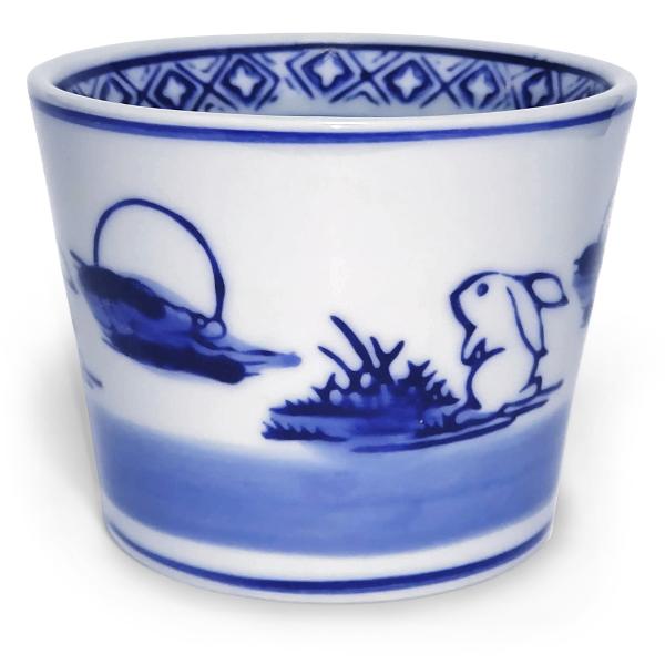 (ポイント還元 7％)お月見うさぎ そば猪口 ウサギ柄 染付 陶器(出世運 財運 子宝 縁起物)蕎麦 ソバ ちょこ 湯呑み カップ 小鉢 お祝い 正月 ギフト｜cutemania｜03