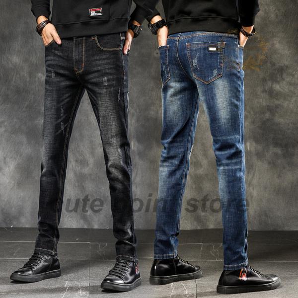 メンズデニムパンツ ダメージデニム おしゃれ ジーパン スキニーデニム