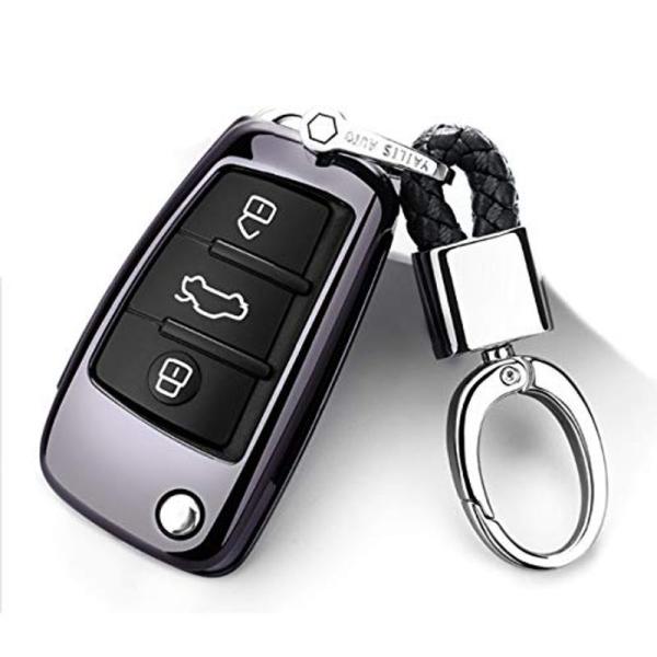 Ontto アウディ スマート キーケース キーカバー キーホルダー 汚れ、傷防止 落ちにく 金属光沢 鍵を保護 オシャレ 高級 TPU シ