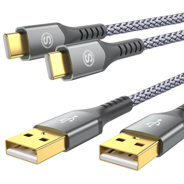 ケーブル USB type C 2m 2本 やわらかい 絡まりにくい USB Type C ケーブル 2本セット2m Sweguard USB-C to USB-A 3.2A QC3.0