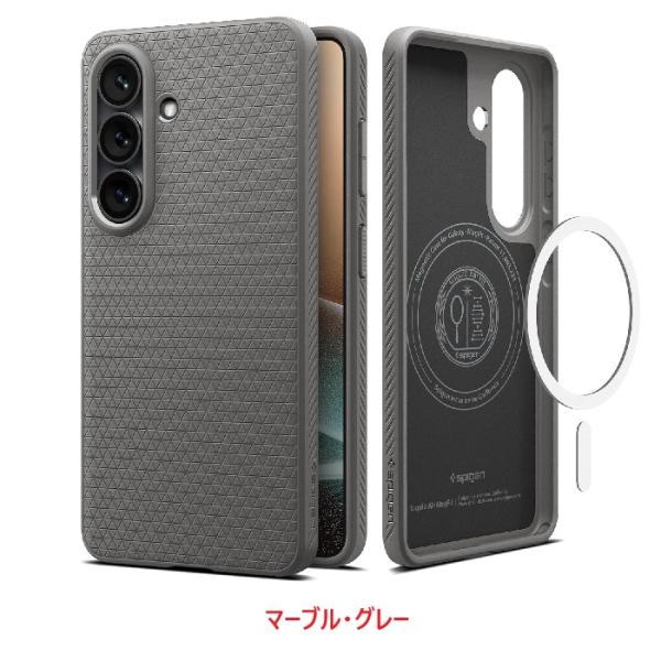 Spigen Galaxy S26 ケース MagSafe対応 ストラップホール 耐衝撃 リキッド・エア・マグフィット (マーブル・グレー)