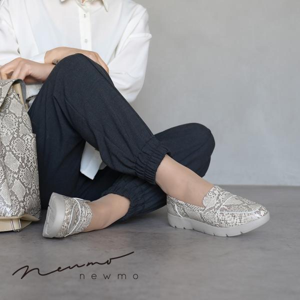 ☆c-5確認用 No.174601 newmo(ニューモ) クラリーノ ストレッチ 厚底ローファー