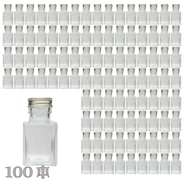 ガラス瓶 四角 50ml 100本セット 業務用 蓋付き ドレッシング ボトル