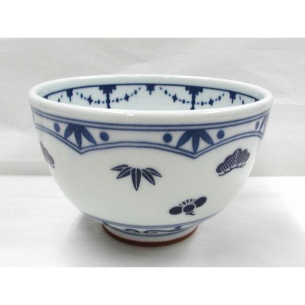 染付　松竹梅の絵茶碗　加藤良峰作　おめでたい松竹梅を、染付のお茶碗で表しました。　プレゼント　福引にも