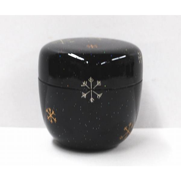中棗 黒塗 雪華蒔絵 樹脂製(プラスチック製) 冬にお使い頂きたいお棗