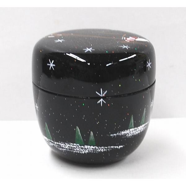 中棗 クリスマス蒔絵 蓋裏蒔絵あり 樹脂製 クリスマスのお稽古等に