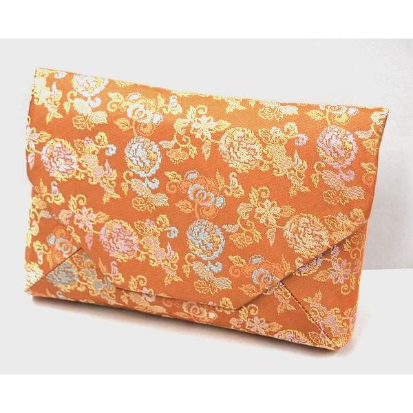 数寄屋袋 正絹 裂名「唐華龍の丸文緞子」 お茶会やお稽古 ポーチ、小物