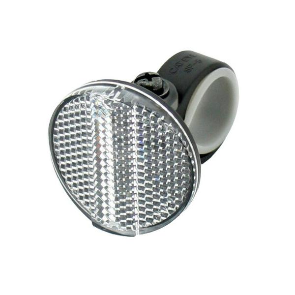 100m先の車のライトにも反射するリフレクターです。視認性抜群です。●取付ハンドル径:22.2mm※デザイン・仕様などは予告なく変更・改良することがありますので、予めご了承ください。サイズ:前用カラー:ホワイト容量・重量:約23g