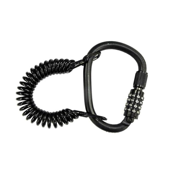 自転車 鍵 ワイヤー カラビナ&コイル巻 ロングワイヤーロック 4桁 ダイヤル式 ブラック ロック カギ 長い 地球ロック サギサカ