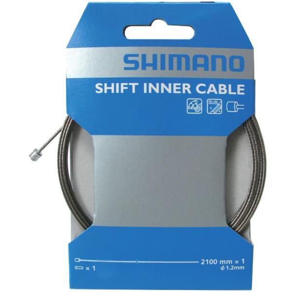 シマノ ステンレス製シフトインナーケーブルです。●適応：ロード/MTB ●エンドキャップ付き※デザイン・仕様などは予告なく変更・改良することがありますので、予めご了承ください。サイズ:φ1.2mm×2100mmカラー:シルバー容量・重量:約17g