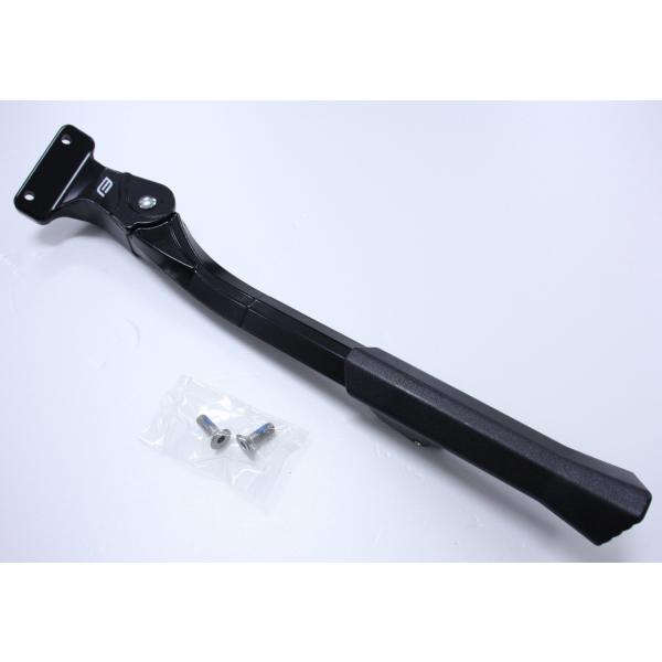 サイズスタンド全長350mm〜400mm（10段階で50mm幅で調整可能）　ダボ穴幅：40mmチェーンステーに取付け穴があるクロスバイク用の１本スタンド本体長さは350mm〜400mmで調整可能（5ミリピッチで10段階調整）チェーンステーの...