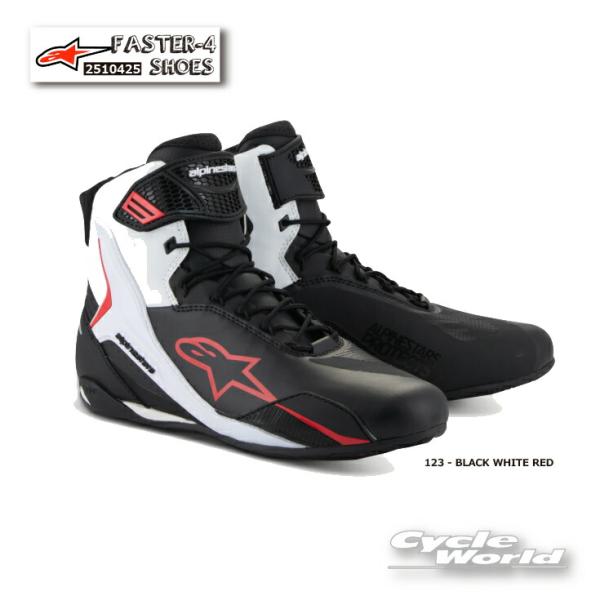 《あすつく》正規品〔Alpinestars〕2510425 FASTER-4 SHOES ＜123-BLACK WHITE RED＞ファスター4 靴 アルパインスターズ イタリア取り寄せ ▼sub【バイク用品】