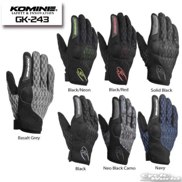 ☆【KOMINE】GK-243 プロテクトクーリングメッシュグローブ  ツーリング　春夏用 コミネ【バイク用品】