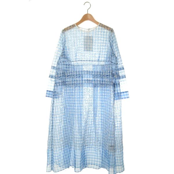 TARO HORIUCHI 刺繍 レース ドレス ワンピース 2 ブルー タロウ