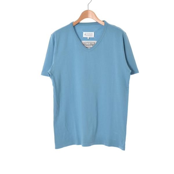 Maison Margiela STEREO TYPICAL Vネック Tシャツ 50 ライトブルー メゾン マルジェラ