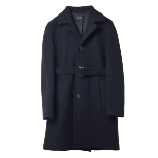 アーペーセー　 A.P.C. ウール　ロングコート　ミニマム　ブラック A.P.C.（アーペーセー） 美品 ベルト付 メルトンウール ステンカラー