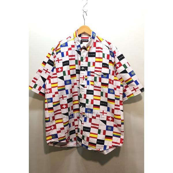 経堂) BALENCIAGA バレンシアガ 国旗柄 オーバーサイズカットオフ