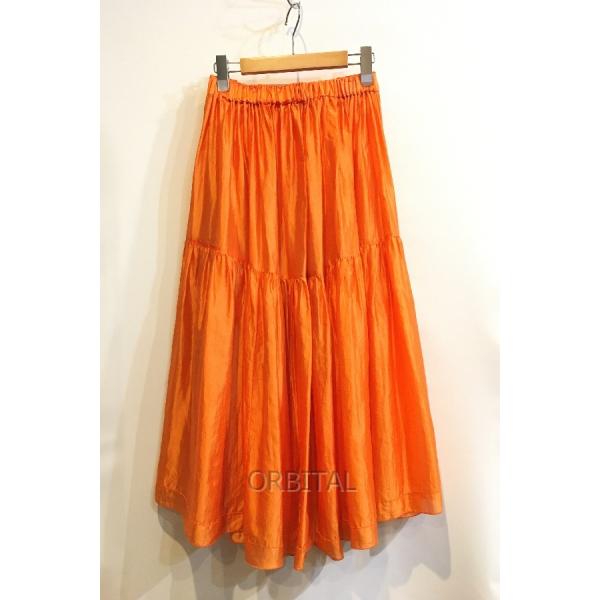 二子玉) BLAMINK ブラミンク シルクギャザーロングスカート 36 S オレンジ 定価93,500円 ユナイテッドアローズ扱