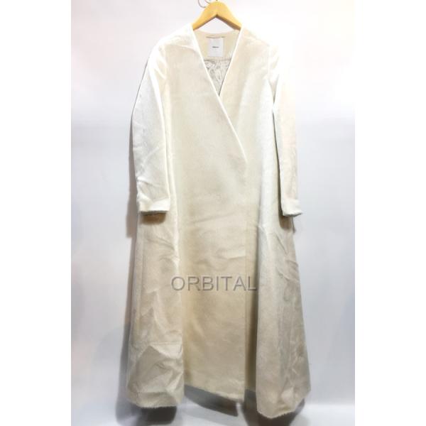 新品 エブール アルパカ ロングコート 白 38 ebure 定価16.5万 ebure ピュアアルパカ ショールカラーロングコート 定価16.5万 - メルカリ